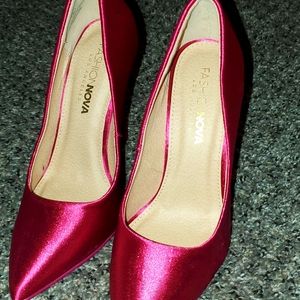 Pink satin fashion nova  heels